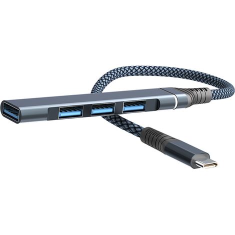 Hub USB-C - 1 Puerto USB 3.0 + 3 Puertos USB 2.0 - Carcasa De Aluminio - Compatible Con Windows macOS Linux ChromeOS Android - 1 Unidad (1/5)