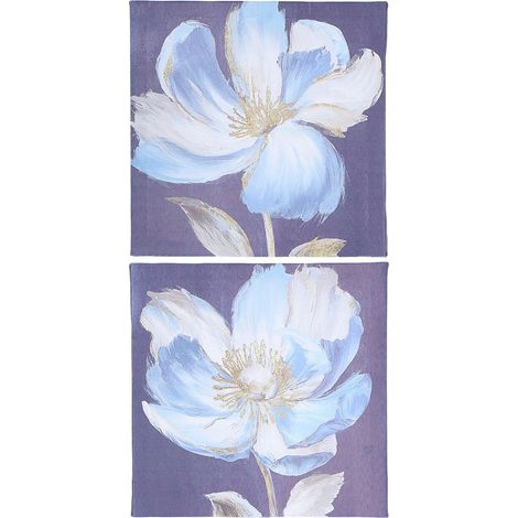 Lot de 2 tableaux muraux floraux avec cadre intérieur, décoration murale pour salon ou chambre. (1/5)