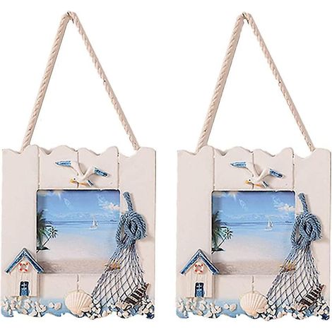 2 Pices En Bois Cadre Photo De Plage Bord De Mer Vacances Cadre Photo Marine Cadre Photo Support Et Mur Photo Cadre Marin Tropical Cadre Photo Sal (1/5)