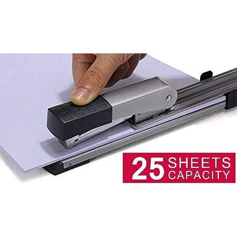 VURAHOME - Agrafeuse-cloueuse à main Agrafeuse robuste à bras long standard avec couture moyenne A3 grande allongement fournitures de bureau facile Argenté (1/4)