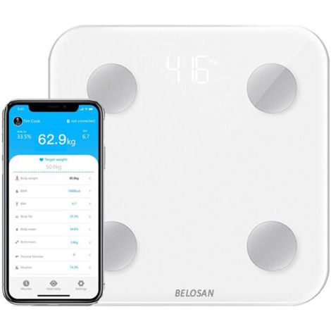 HOXILEELEO - Balance impédancemètre Bluetooth – Affichage LED – Précision de 0,1 kg – Capacité de 180 kg – Alimentation : 3 piles AAA incluses (1/5)