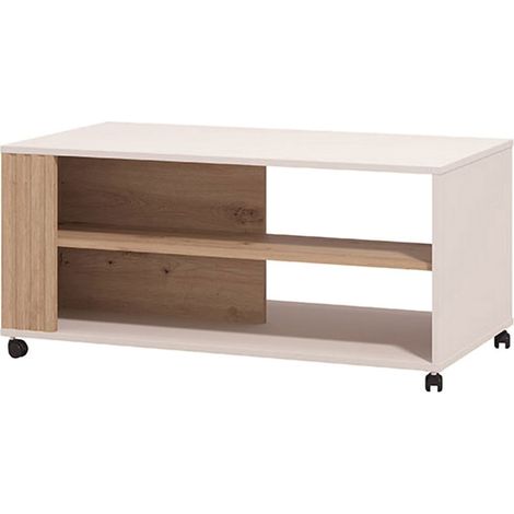 Dosso Couchtisch, mit Rollen, 2 Fächern, rechteckig, 101x55x46h cm Beige