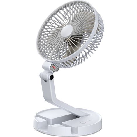 Ventilador de escritorio LED de 7 pulgadas, recargable (2600 mAh), plegable, portátil, 3 velocidades, apto para montaje en pared, ideal para viajes, oficina y hogar. (1/5)