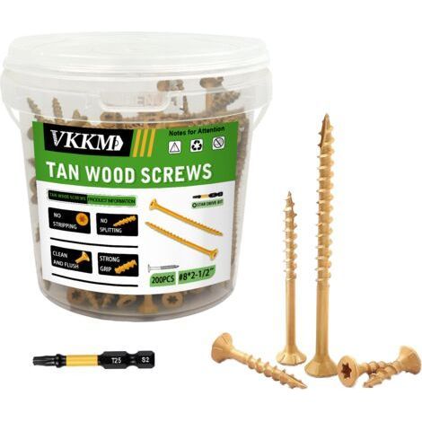 Yellow Wood Screws, 200PCS 82-1/2" - Assembly of Vine Supports, Garden/Terrace, Protective Coating, For Gardeners & Craftsmen (1/5)