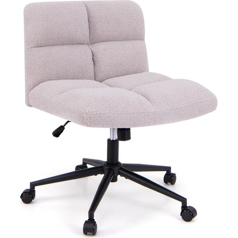COSTWAY Sedia a Gambe Incrociate, Sedia da Ufficio con Ruote, con Seduta Riempita, Altezza Regolabile, Senza Braccioli, Portata 160 kg (Grigio) (1/5)