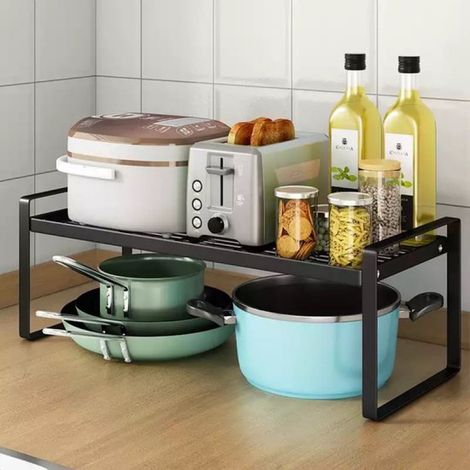 Rangement de cuisine - Organisateur de plan de travail - 23,8 x 33,2 x 21 cm - Porte-casseroles - Organisateur d'évier - Organisateur de bureau - Étagère de rangement - Porte-épices - Organisateur de (1/5)