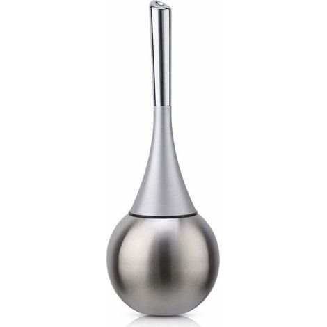 Porte-brosse WC autoportant en acier inoxydable finition brossée polie ensemble WC salles de bains (brosse incluse)-argent (1/5)