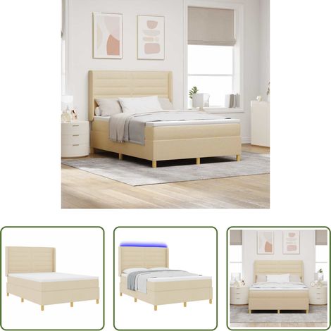 Matratze - Boxspringbett mit Matratze Creme 140 x 190 cm Stoff (1/5)
