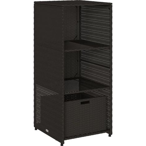 Armario de almacenamiento exterior moderno para jardín 50 x 55 x 115 cm gran capacidad de almacenamiento acabado mate en resina tejida negra 020047420 (1/5)