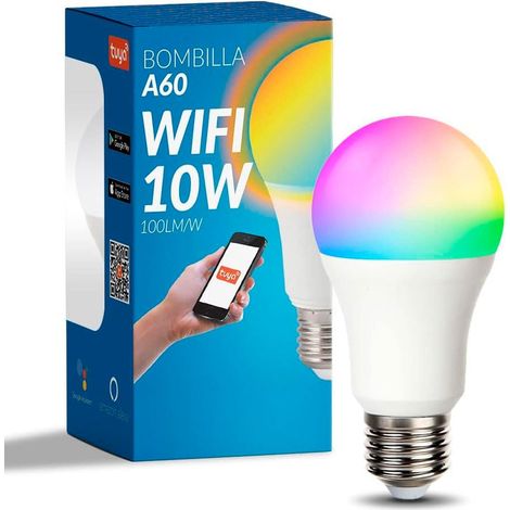 Ampoule LED intelligente WiFi A60 10W (Eq. 90 W) culot E27, pas besoin de Hub, RGB+CCT, Dimmable en intensité, Lumière blanche et colorée, compatible avec 15 et Home, LM7141 (1/5)