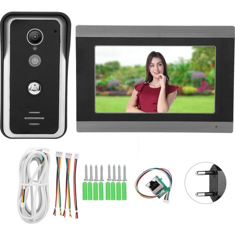 Interphone vidéo filaire 7 pouces TFT LCD, vision nocturne, WiFi compatible TUYA APP, système de contrôle d'accès AC100-240V, prise UE (1/5)