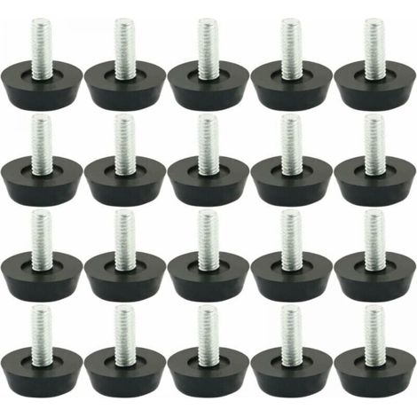 20 unidades de pies niveladores ajustables M6 x 20 mm para muebles, patas ajustables, patas de muebles, patas de mesa, bases de sillas, protectores de suelo, tornillos, deslizadores.