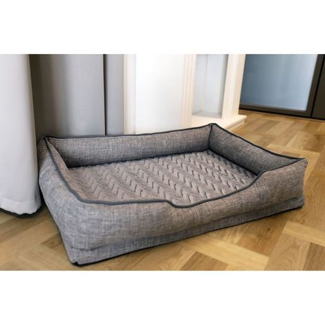 Hundebett Gr. L Grau Haustier Plüsch Kissen Korb Schlafplatz Liegefläche Sofa (1/2)