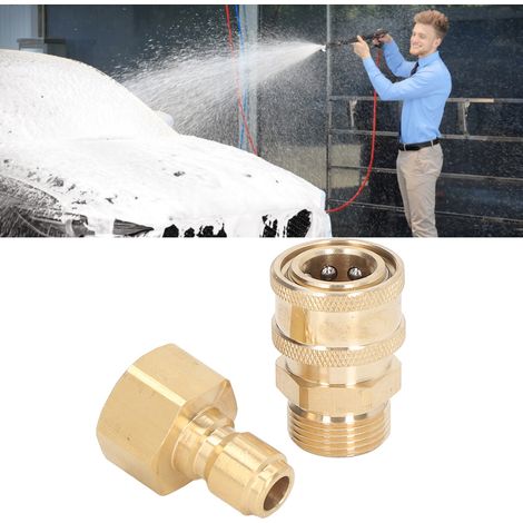 Raccord rapide 3/8" NPT pour pistolets et tuyaux de lavage haute pression 5000 PSI : filetage interne M221,5 mm + filetage externe M221,5 mm femelle (1/5)