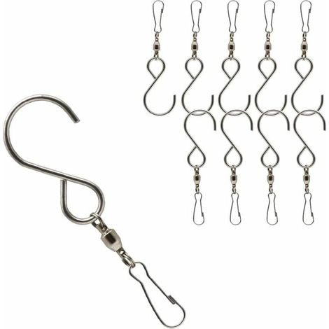 10 pièces Crochets Pivotants avec Clips, Crochets de Carillon à Vent en Acier Inoxydable pour Mangeoire pour Oiseaux, Lampe Suspendue, Panier à Fleurs Suspendu (Argent)-LIAIKI (1/5)