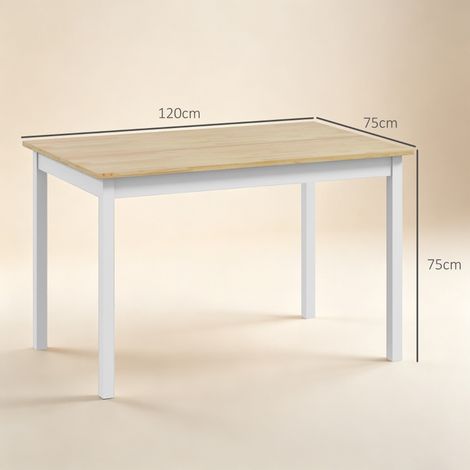 Table à manger en bois massif, 120x75 cm, style rustique champêtre, pour 4 convives, finition naturelle, parfaite pour séjour ou cuisine spacieuse. (1/5)