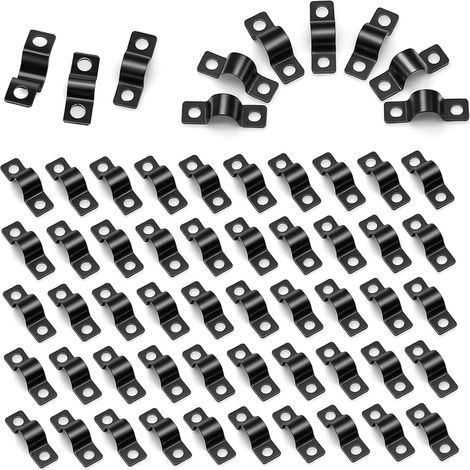 Lot de 60 colliers de serrage en U pour clôture double fil - Accessoires : colliers de fixation en métal en forme de U avec boîte en plastique Ø 10 mm - Colliers de serrage haute performance pour (1/5)