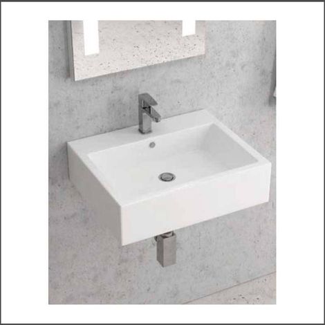 Lavabo Sospeso 56x45xh15,5 cm In Ceramica - Con Foro Troppopieno (1/2)