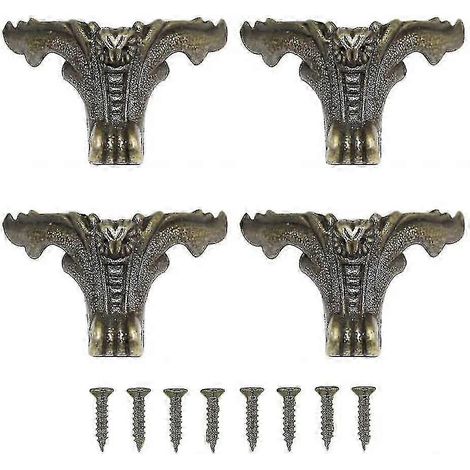 pieds de meubles antiques en alliage de zinc pour angles d'armoire (bronze vert) (1/4)