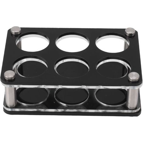 Porte-bouteilles acrylique résistant aux chocs pour bar domestique, support décoratif 6 bouteilles (2x3) avec porte-gobelets intégré (1/5)