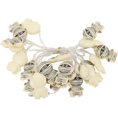 Guirlande lumineuse d'extérieur étanche à brancher sur secteur USB, 20 LED, pour la décoration de la maison ou d'une fête d'Halloween sur le thème de la momie. (1/5)