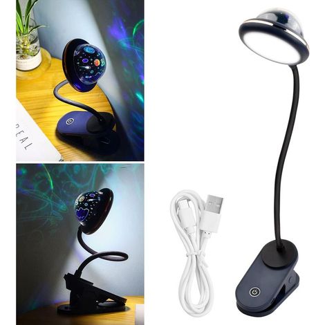 Kinderschreibtischlampe, USB-aufladbar, LED-Leselampe zum Anklemmen, 360° flexibler Schwanenhals, einstellbare Helligkeit, zum Lernen und Arbeiten (blau)