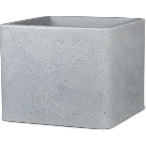 Scheurich Alea 30, vase/pot de fleurs/pot de plantes, carré, en plastique couleur : Stony Grey, 29.5 cm de diamètre, 28 cm de hauteur, 15 l de volume.