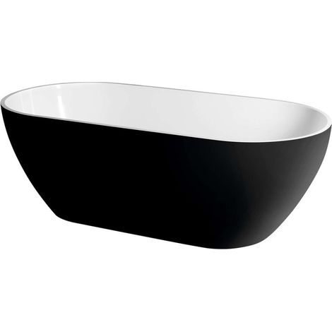 Baignoire autoportante en marbre coulé REDUTA 150x75x46cm, noir/blanc (1/5)