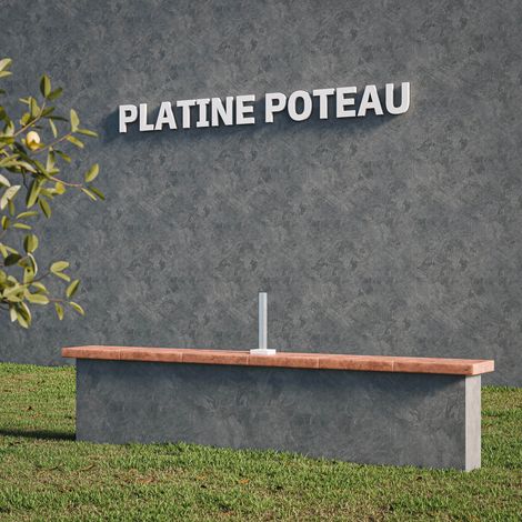 Mon Marché Déco – Platine pour poteau de clôture PVC SLIM 30 cm – Acier galvanisé – Fixation par vis sur muret ou sol bétonné – Cache PVC inclus
