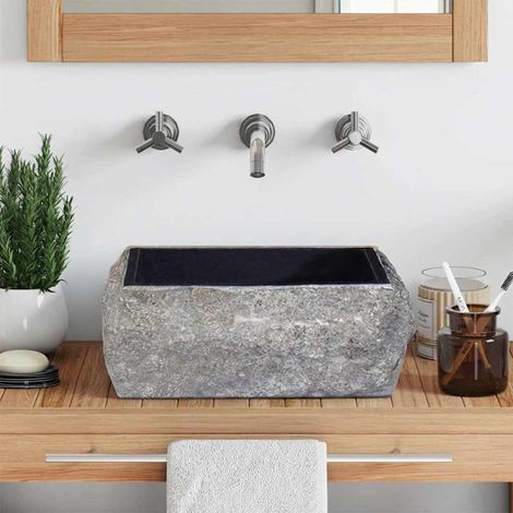Lavabo de bain-Vasque Noir 30x30x13 cm Marbre 376703 (1/5)