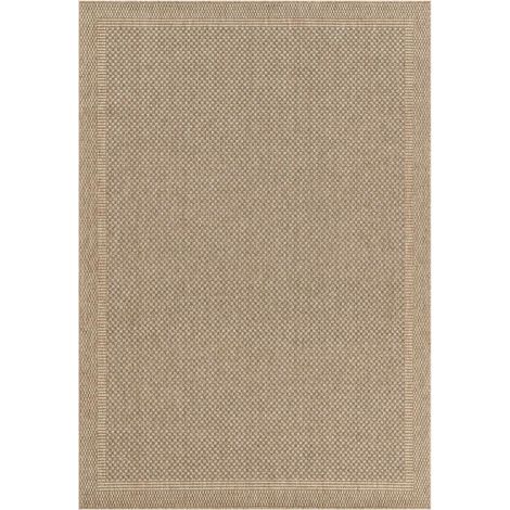 Tapis exterieur 140 x 200 cm, faux uni, idéal pour terrasse ou jardin, résistant aux intempéries, style kilim (1/4)