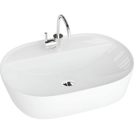 Vasque à poser LAVITA Vasque à poser élégante et compacte Produit en porcelaine de haute qualité rectangulaire 50,5x38,5x12 cm Blanc brillant (1/4)