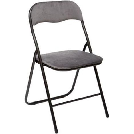 Chaise Pliante en Velours "Basic" 79cm Gris (1/2)