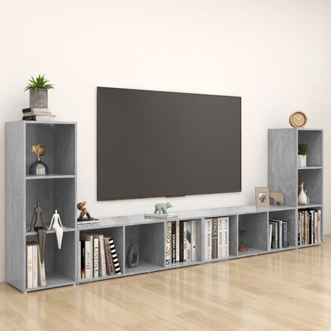 TV-Schränke 4 Stk. Betongrau 107x35x37 cm Holzwerkstoff