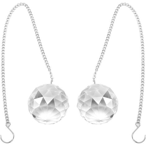 Pendentif prisme boule de cristal, attrape-soleil pour fenêtre, ornement avec chaîne pour une suspension facile, Transparent, 2 pièces (1/5)