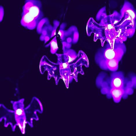 Guirlande lumineuse d'Halloween - 1.5m 10LED Chauve-souris - 4 pc - Décoration Automne à piles Intérieur et Extérieur de Fête