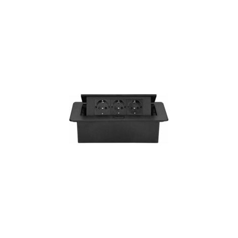 Bloc multiprise escamotable encastrable 225mm – 3 prises EU – Installation facile – Sécurité supérieure contre surchauffe-Crezuo
