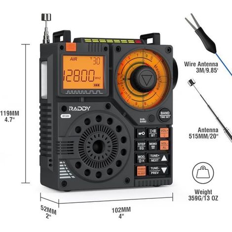 Radio Portable - Raddy - RF320 - Bluetooth 5.0 - Rechargeable - FM/AM/VHF/SW/AIR