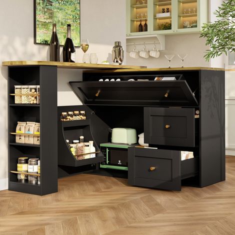 Table extensible 138-204cm avec rangement intégré – Structure en panneaux de bois et métal – Idéal pour cuisine et salon – Design contemporain (1/5)