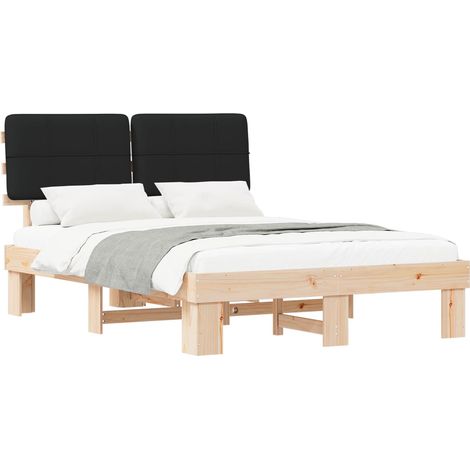 Bed Frame with Upholstered Headboard Black 140 x 200 cm vidaXL (1/5)