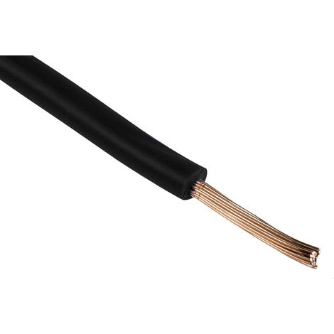 RS PRO Fil de câblage, section 1,5 mm², 1000 V Noir Cuivre, Maximum +70 °C, 100m ( Prix pour Bobine de 100 Mètres )