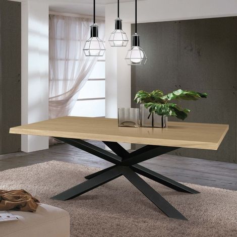 Esstisch Taranta 180x90 aus Eichenholz mit Stahlgestell