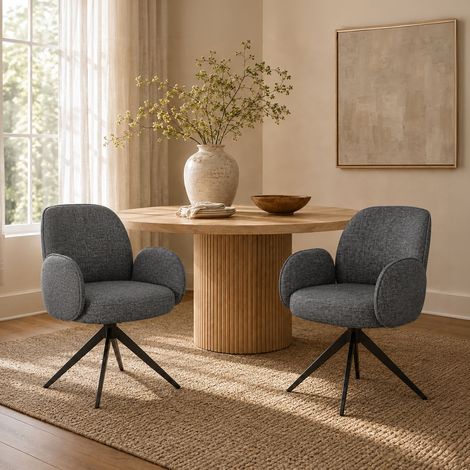 Lot de 2 fauteuils pivotantes 55x46x90 cm en tissu gris foncé - ISYS (1/5)