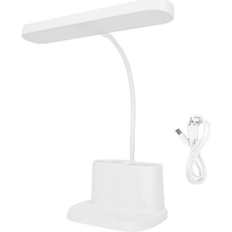Lampe de bureau LED rechargeable avec col de cygne flexible, intensité lumineuse réglable en continu, 3 modes de couleur et porte-stylo.