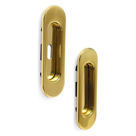 Maniglia Ovale Per Porte Scorrovole Placca Cieca e Senza Foro Ottone Oro