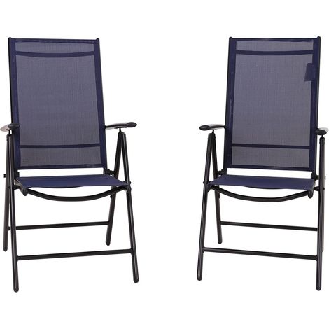 PHIVILLA Garden Chairs Folding Reclining Dinning Chairs Foldable Garden Chairs with Aluminum frame,6X Adjustable with 7 Seating Positions Blue