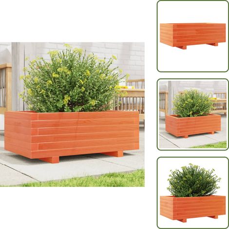 The Living Store Pflanzkübel Wachsbraun 70x40x26,5 cm Massivholz Kiefer - Holzpflanze - Holzh Planter - Kiefernplanter - Gartendekoration - Blumenerde (1/5)