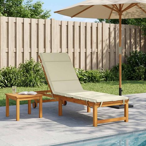 vidaXL Coussin de transat GEMERT 100 % polyester Crème 200 x 50 x 3 cm (1/5)