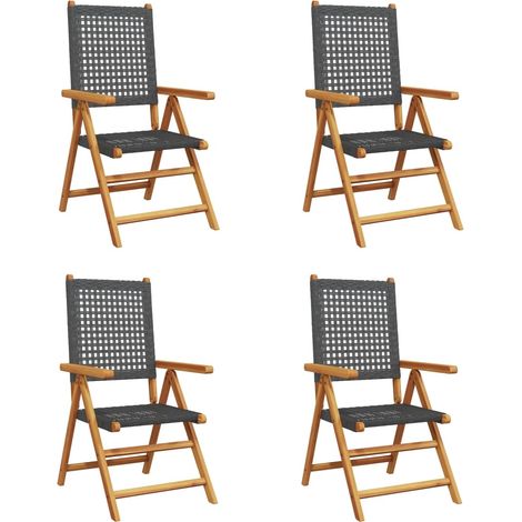 Maison Exclusive - Gartenstuhl Verstellbar 4 Stk. Schwarz Poly Ra