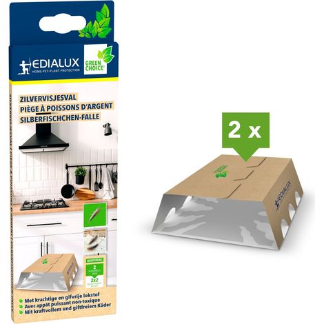 Edialux Silberfischfalle mit pheromon-lockstoff, umweltfreundliche sungiftige klebefalle für feuchträume, 2er-pack für effektive schädlingsbekämpfung in Küche und Badezimmer